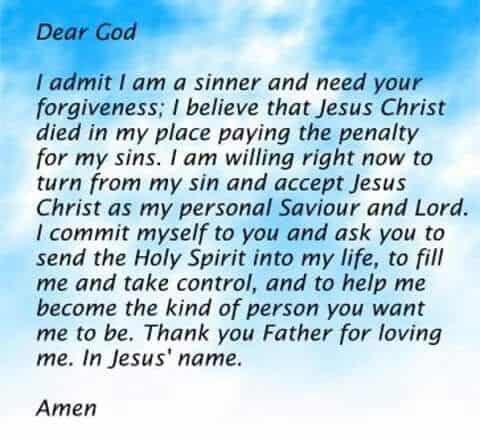 An example of the Sinner's Prayer